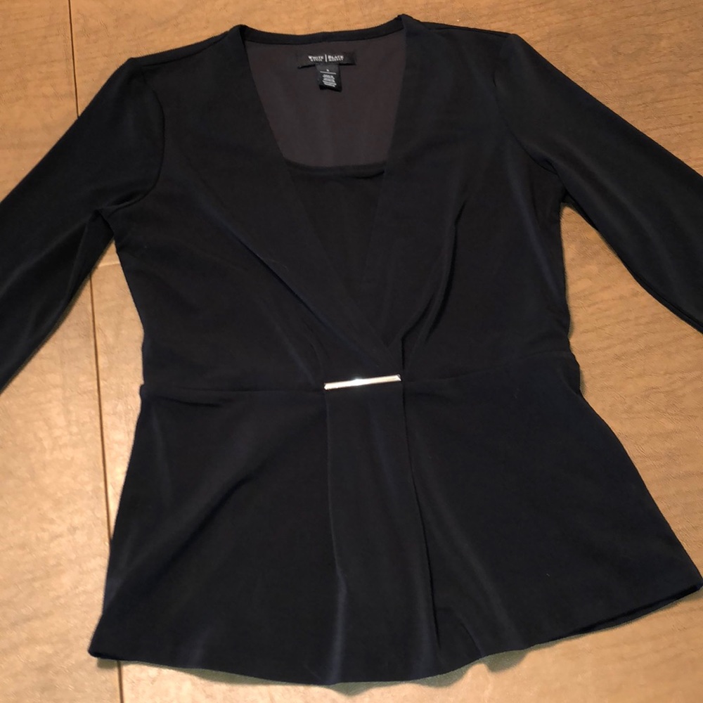 WHITE HOUSE BLACK MARKET Black Layered Top Blouse